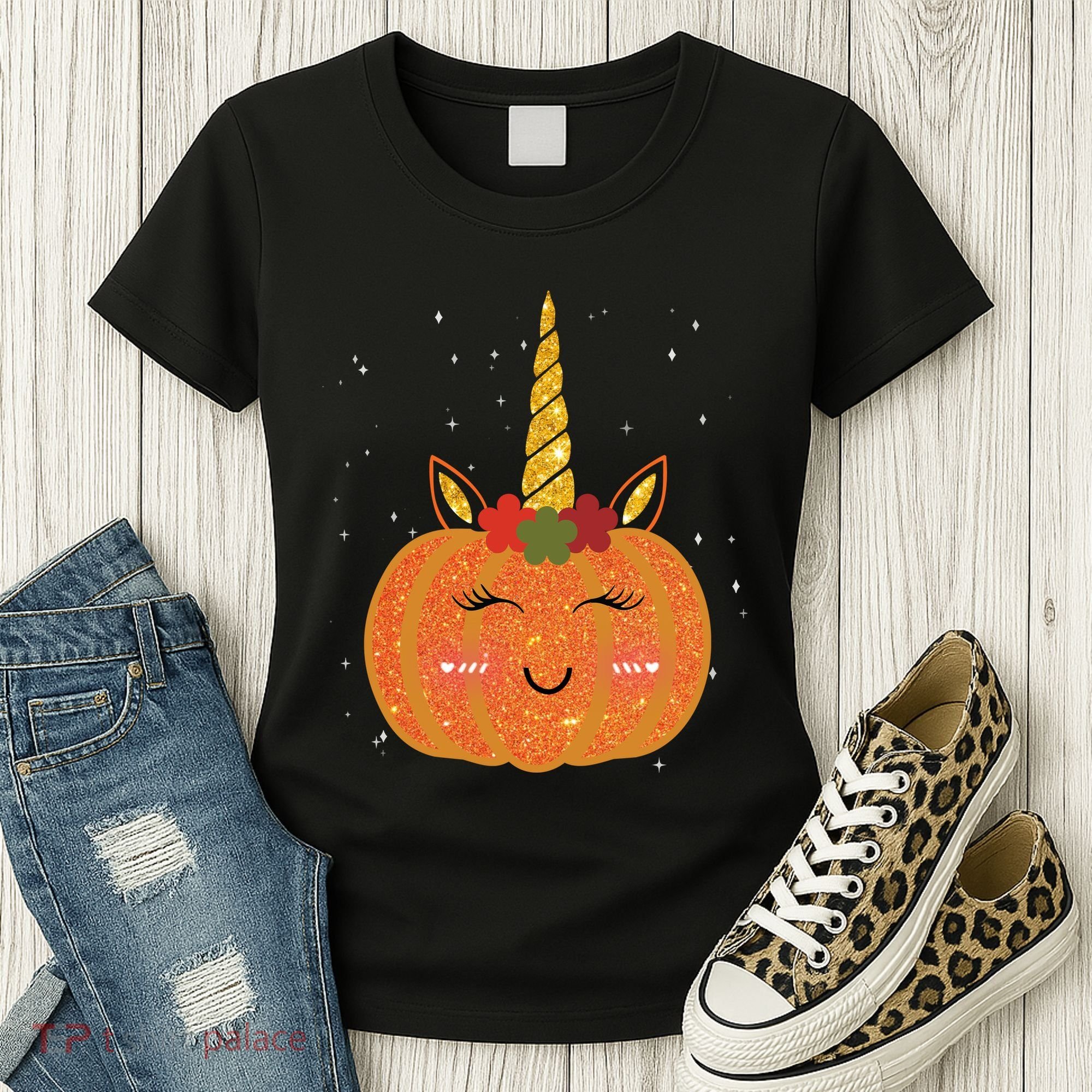 Cute Pumpkin Unicorn Halloween Women's T-Shirt