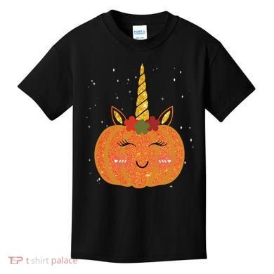 Cute Pumpkin Unicorn Halloween Kids T-Shirt