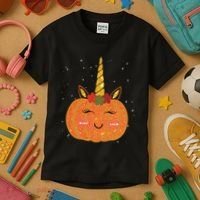 Cute Pumpkin Unicorn Halloween Kids T-Shirt thumb 3