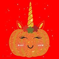 Cute Pumpkin Unicorn Halloween Santa Hat thumb 1