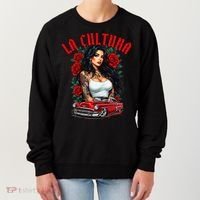 Chola Pin Up Chicano Mexican Latina Car Show Cinco De Mayo Women's Sweatshirt thumb 0