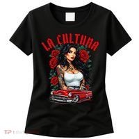 Chola Pin Up Chicano Mexican Latina Car Show Cinco De Mayo Women's T-Shirt thumb 0