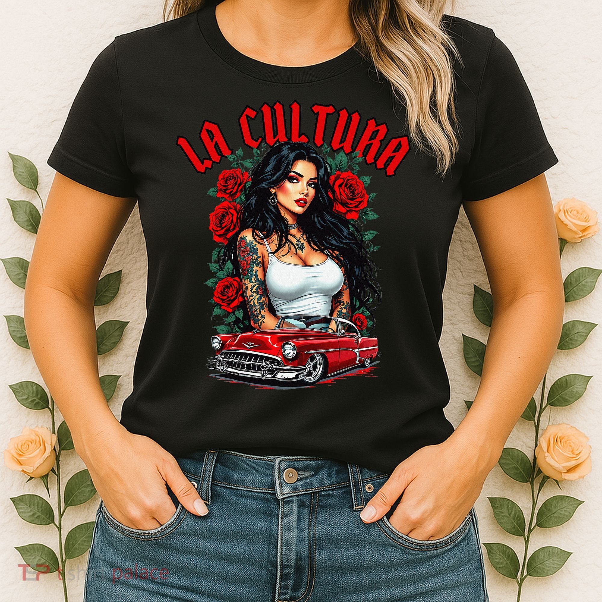 Chola Pin Up Chicano Mexican Latina Car Show Cinco De Mayo Women's T-Shirt