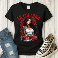Chola Pin Up Chicano Mexican Latina Car Show Cinco De Mayo Women's T-Shirt thumb 3