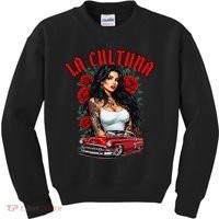 Chola Pin Up Chicano Mexican Latina Car Show Cinco De Mayo Kids Sweatshirt thumb 0