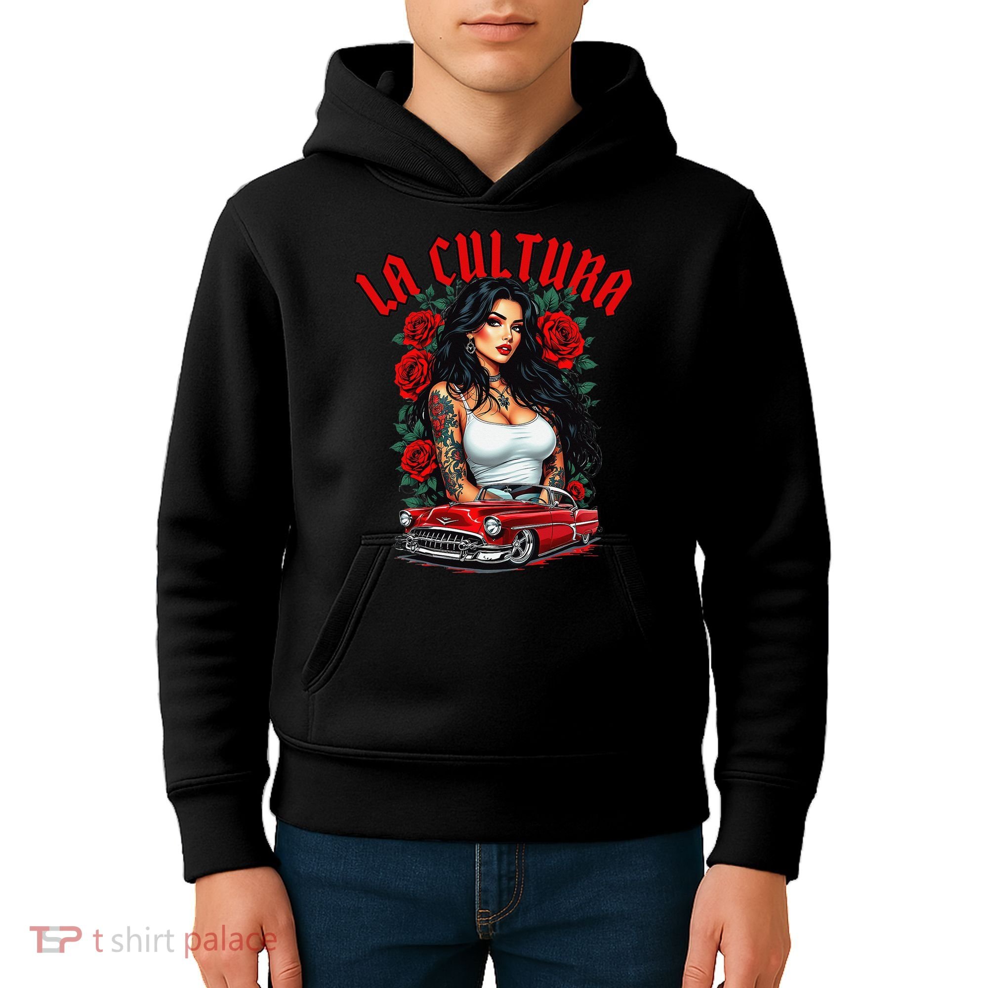 Chola Pin Up Chicano Mexican Latina Car Show Cinco De Mayo Kids Hoodie