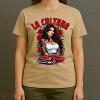 Chola Pin Up Chicano Mexican Latina Car Show Cinco De Mayo T-Shirt thumb 4