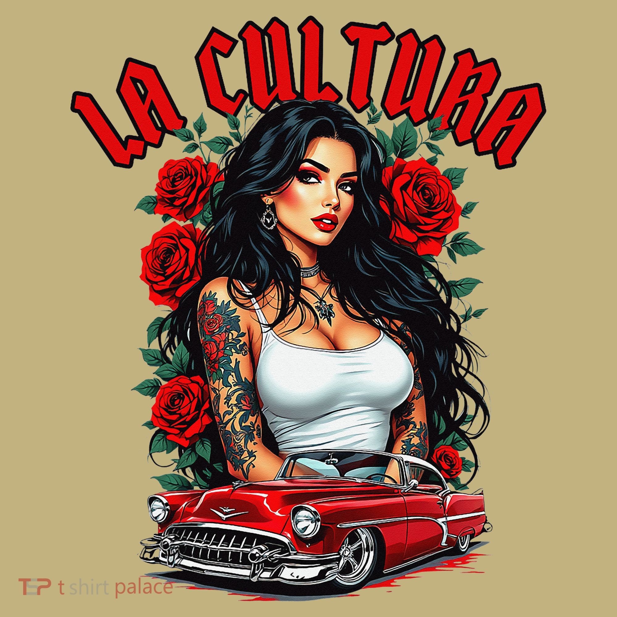 Chola Pin Up Chicano Mexican Latina Car Show Cinco De Mayo T-Shirt