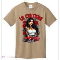 Chola Pin Up Chicano Mexican Latina Car Show Cinco De Mayo Kids T-Shirt thumb 0