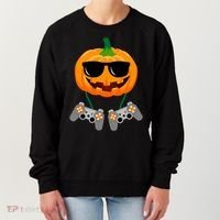 Cool Pumpkin Video Gamer Women's Sweatshirt thumb 0