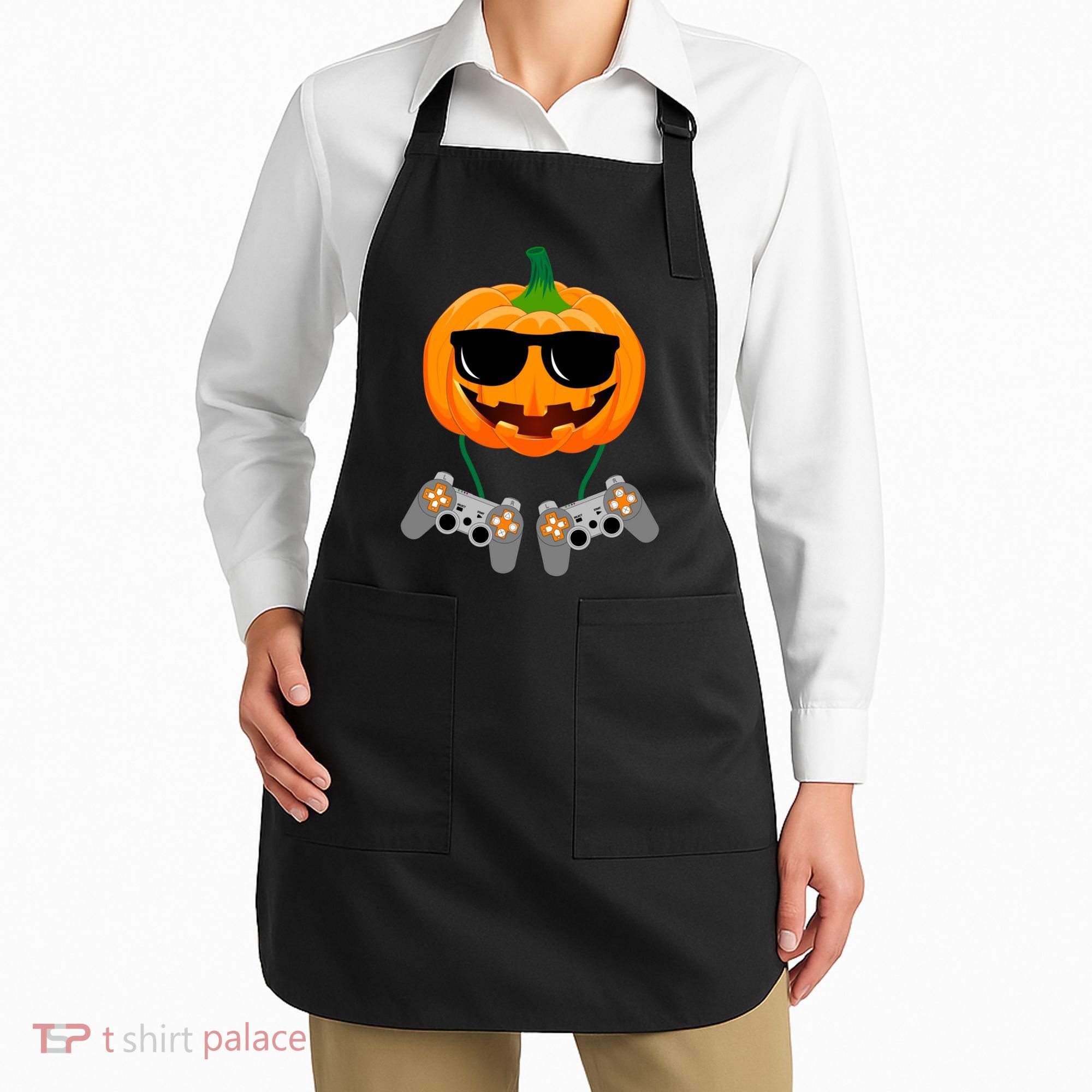 Cool Pumpkin Video Gamer Apron