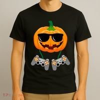 Cool Pumpkin Video Gamer T-Shirt thumb 3