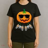 Cool Pumpkin Video Gamer T-Shirt thumb 4