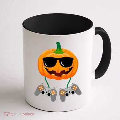 Cool Pumpkin Video Gamer Coffee Mug back