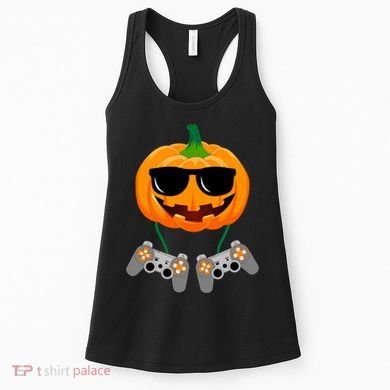 Cool Pumpkin Video Gamer Women's Tank Top