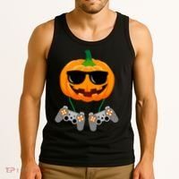 Cool Pumpkin Video Gamer Tank Top thumb 3