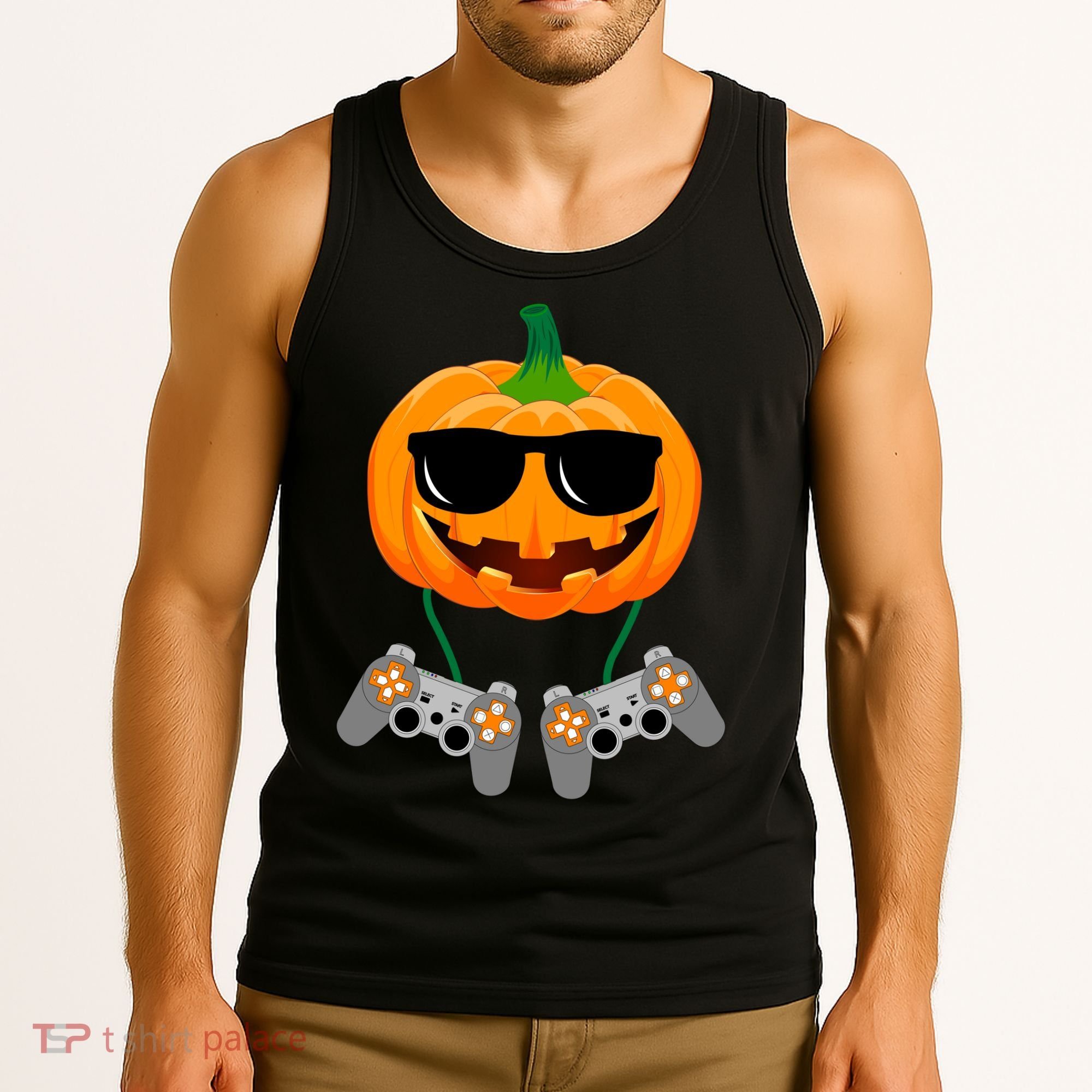 Cool Pumpkin Video Gamer Tank Top