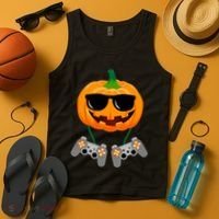 Cool Pumpkin Video Gamer Tank Top thumb 4