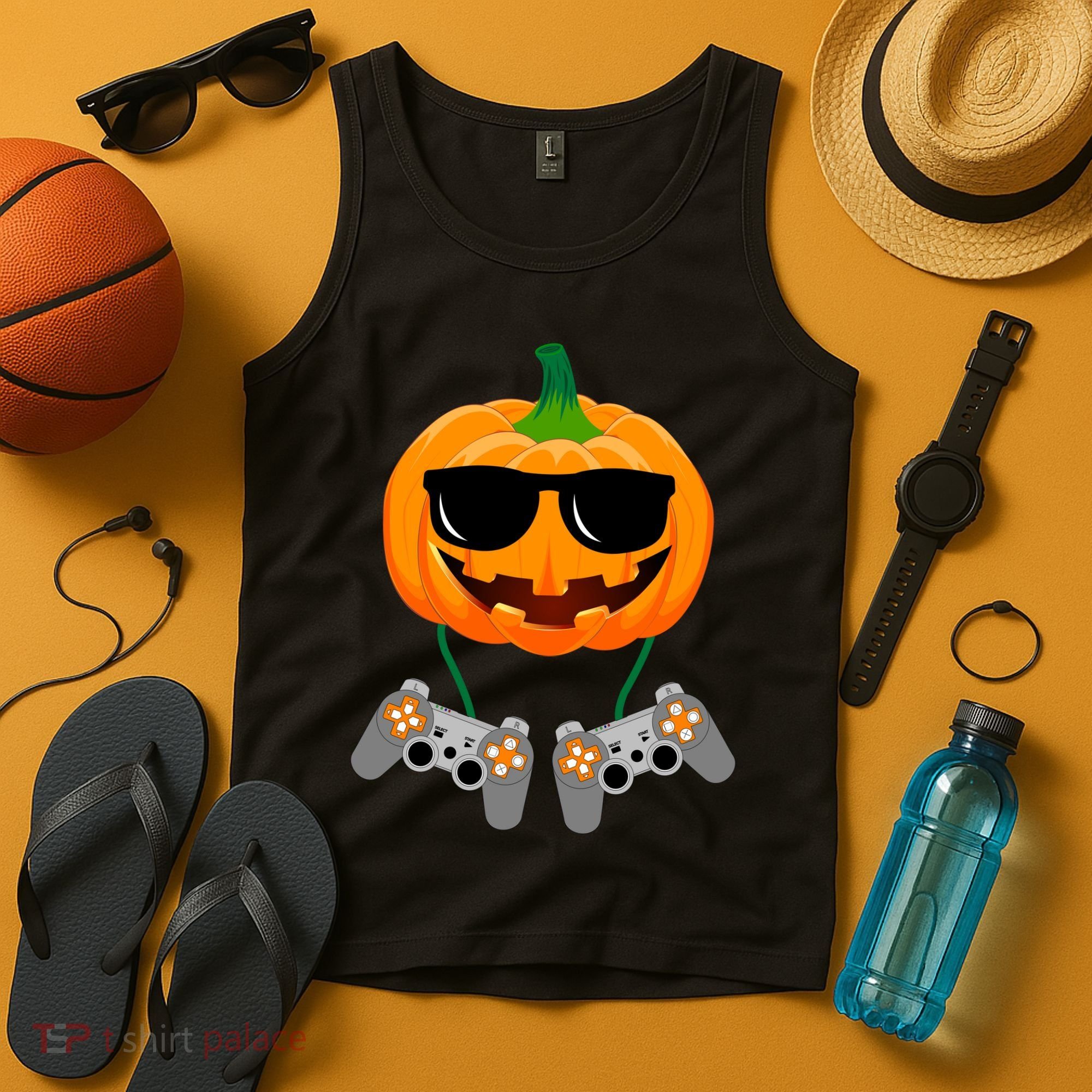 Cool Pumpkin Video Gamer Tank Top