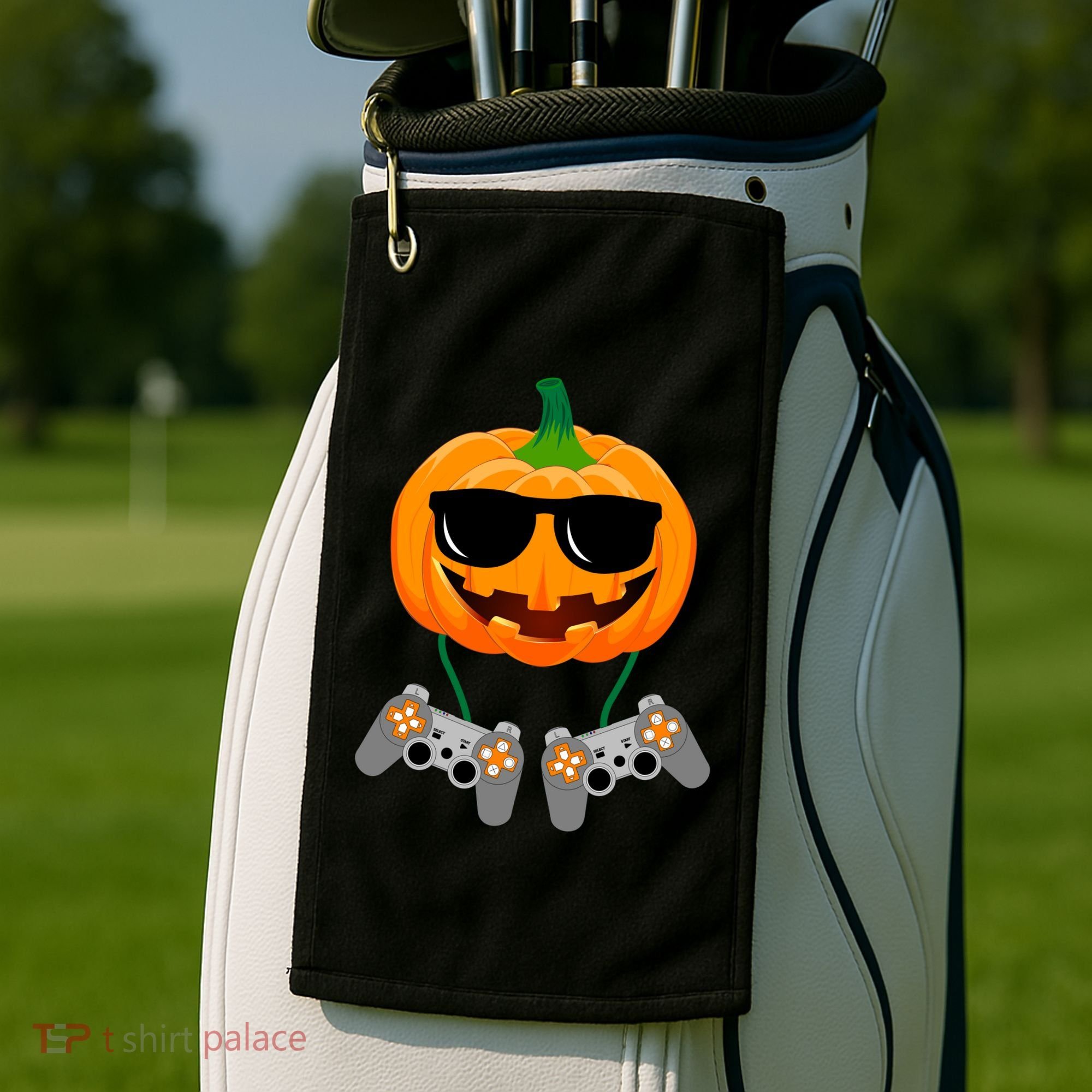 Cool Pumpkin Video Gamer Golf Towel