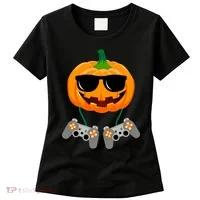 Cool Pumpkin Video Gamer Women's T-Shirt thumb 0