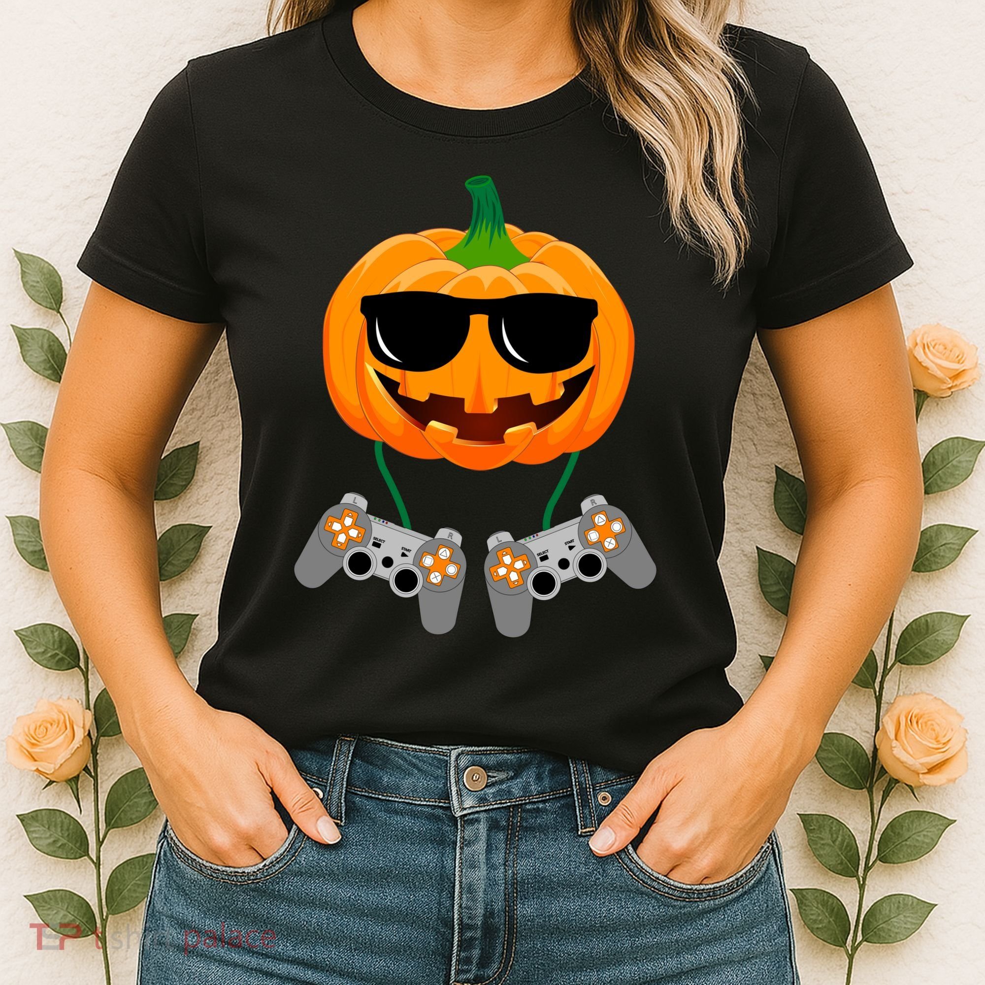 Cool Pumpkin Video Gamer Women's T-Shirt