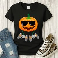 Cool Pumpkin Video Gamer Women's T-Shirt thumb 3