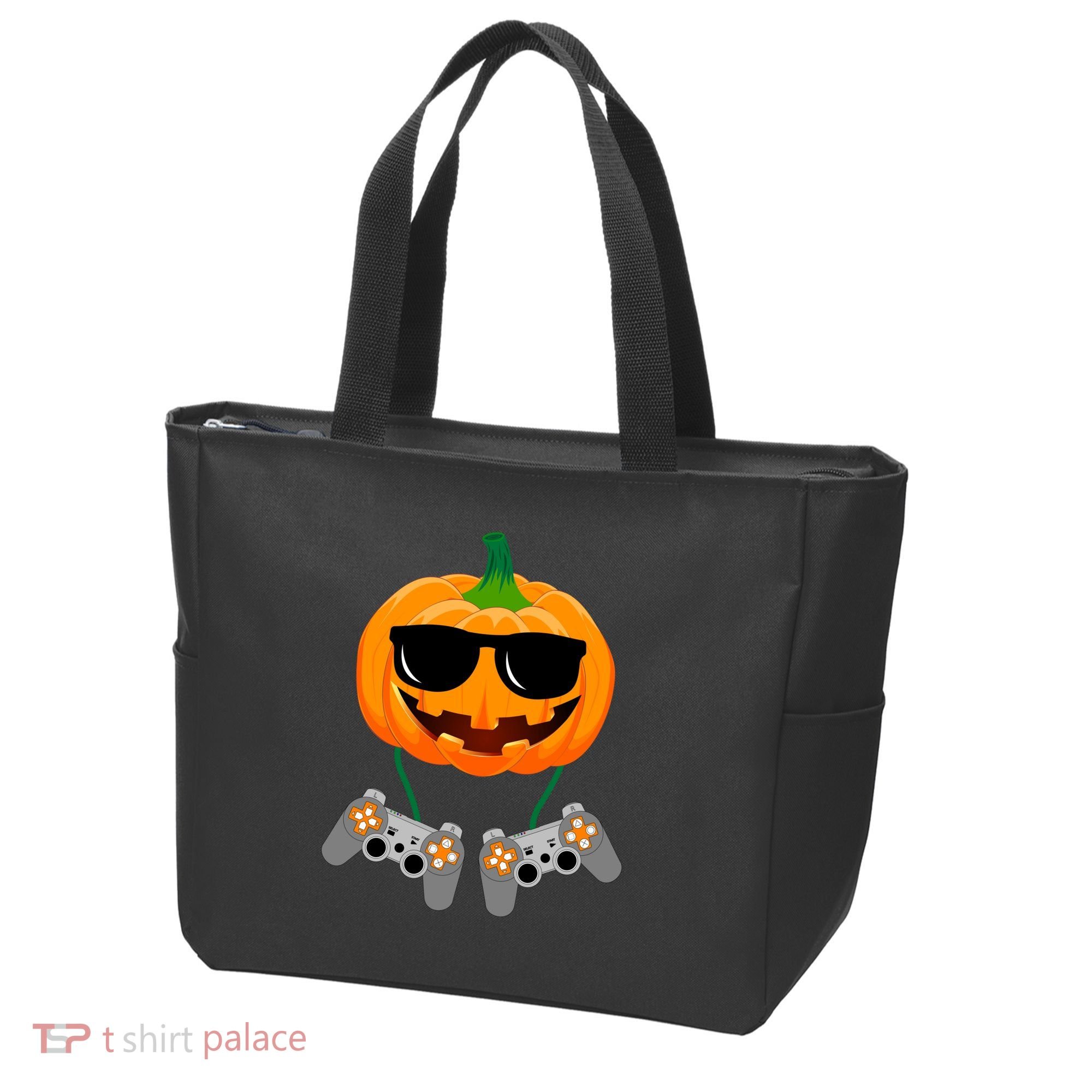 Cool Pumpkin Video Gamer Tote Bag