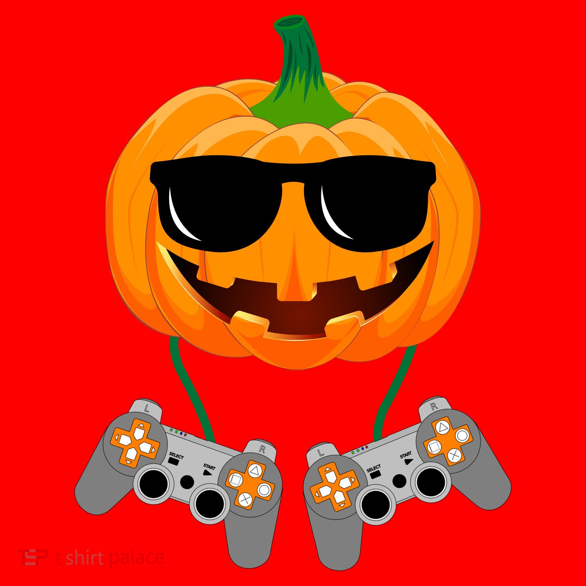 Cool Pumpkin Video Gamer Santa Hat