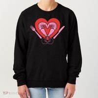 Cute Prawn Valentines Day Heart Shrimp Chef Fork Knife Gift Women's Sweatshirt thumb 0