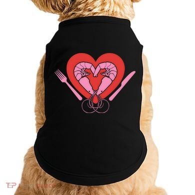 Cute Prawn Valentines Day Heart Shrimp Chef Fork Knife Gift Doggie Tank