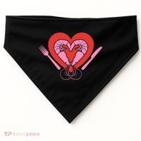 Cute Prawn Valentines Day Heart Shrimp Chef Fork Knife Gift USA-Made Doggie Bandana thumb 0