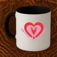 Cute Prawn Valentines Day Heart Shrimp Chef Fork Knife Gift Coffee Mug thumb 2