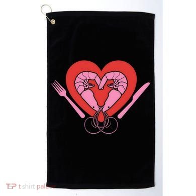 Cute Prawn Valentines Day Heart Shrimp Chef Fork Knife Gift Golf Towel