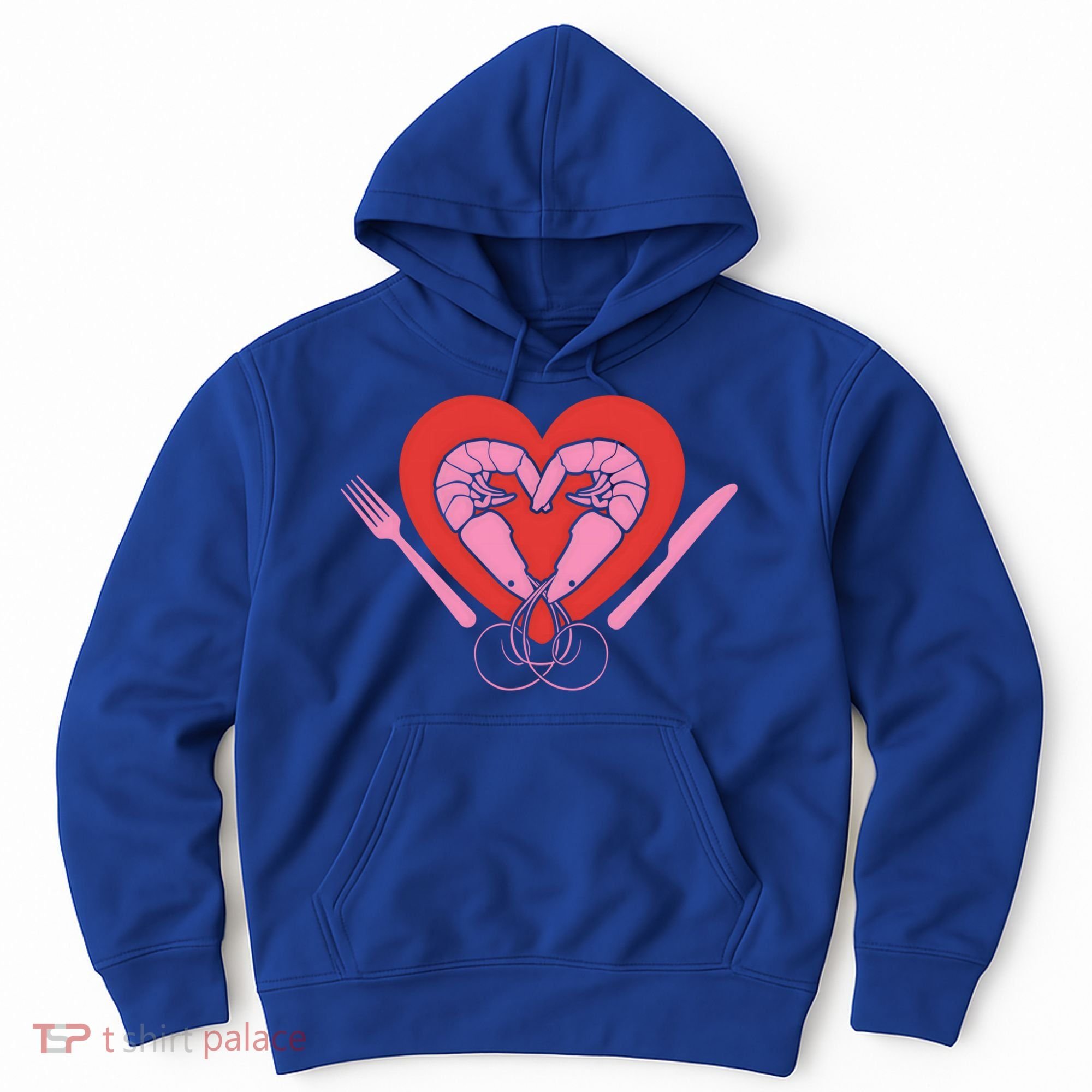 Cute Prawn Valentines Day Heart Shrimp Chef Fork Knife Gift Hoodie