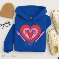 Cute Prawn Valentines Day Heart Shrimp Chef Fork Knife Gift Hoodie thumb 4