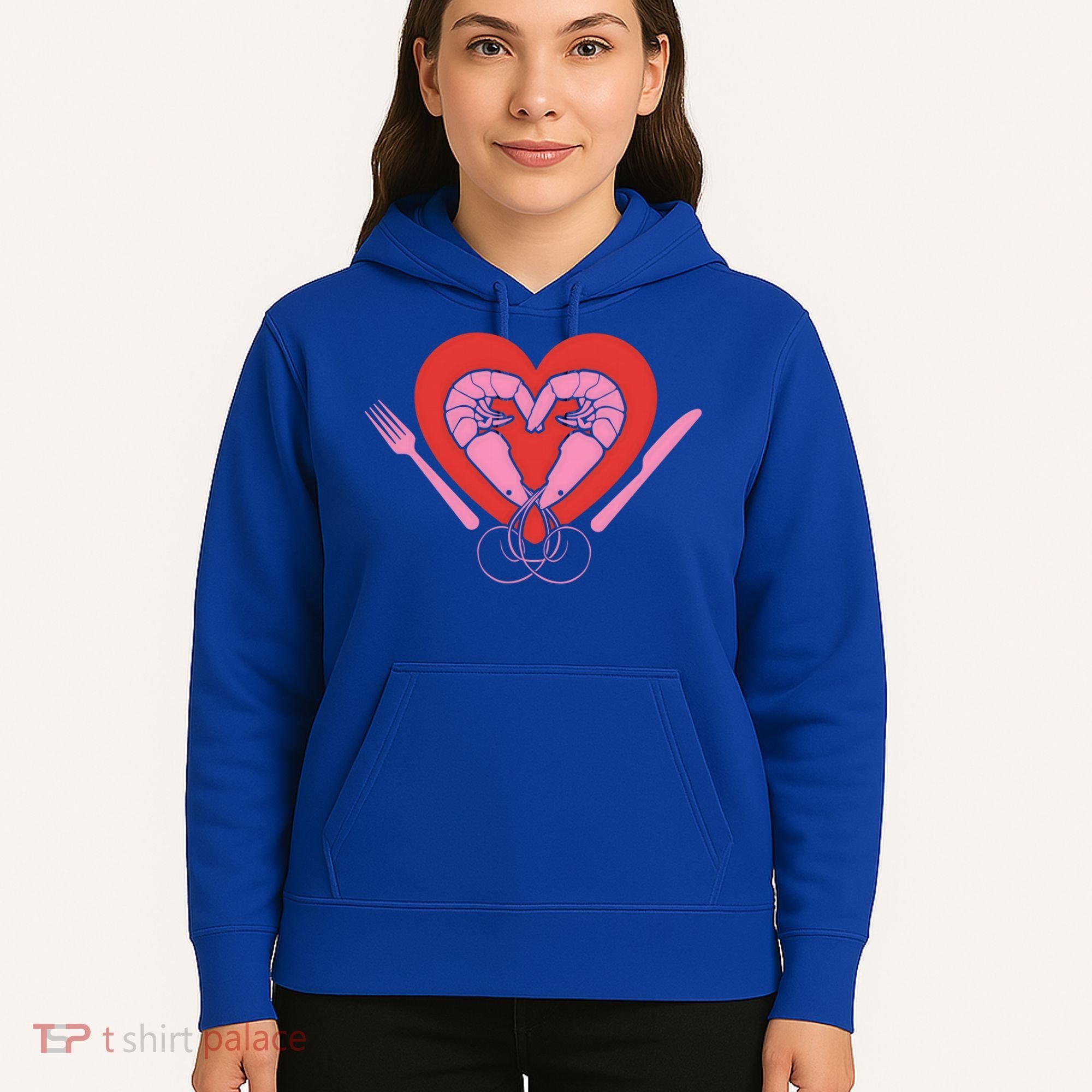 Cute Prawn Valentines Day Heart Shrimp Chef Fork Knife Gift Hoodie