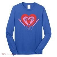 Cute Prawn Valentines Day Heart Shrimp Chef Fork Knife Gift Long Sleeve Shirt thumb 0