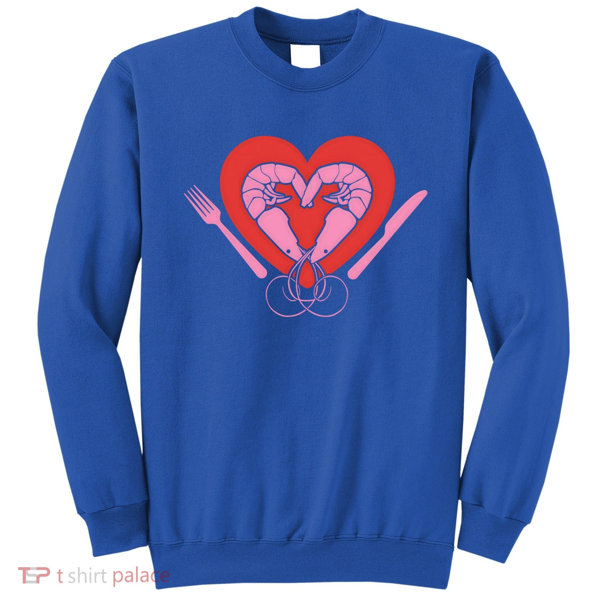 Cute Prawn Valentines Day Heart Shrimp Chef Fork Knife Gift Sweatshirt