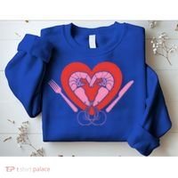 Cute Prawn Valentines Day Heart Shrimp Chef Fork Knife Gift Sweatshirt thumb 2