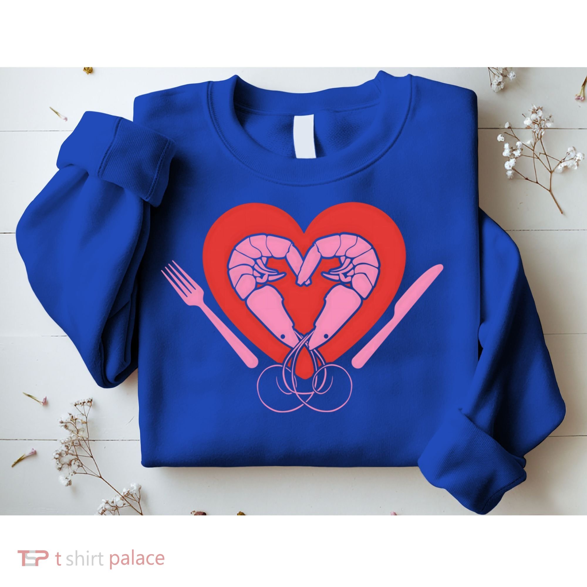 Cute Prawn Valentines Day Heart Shrimp Chef Fork Knife Gift Sweatshirt