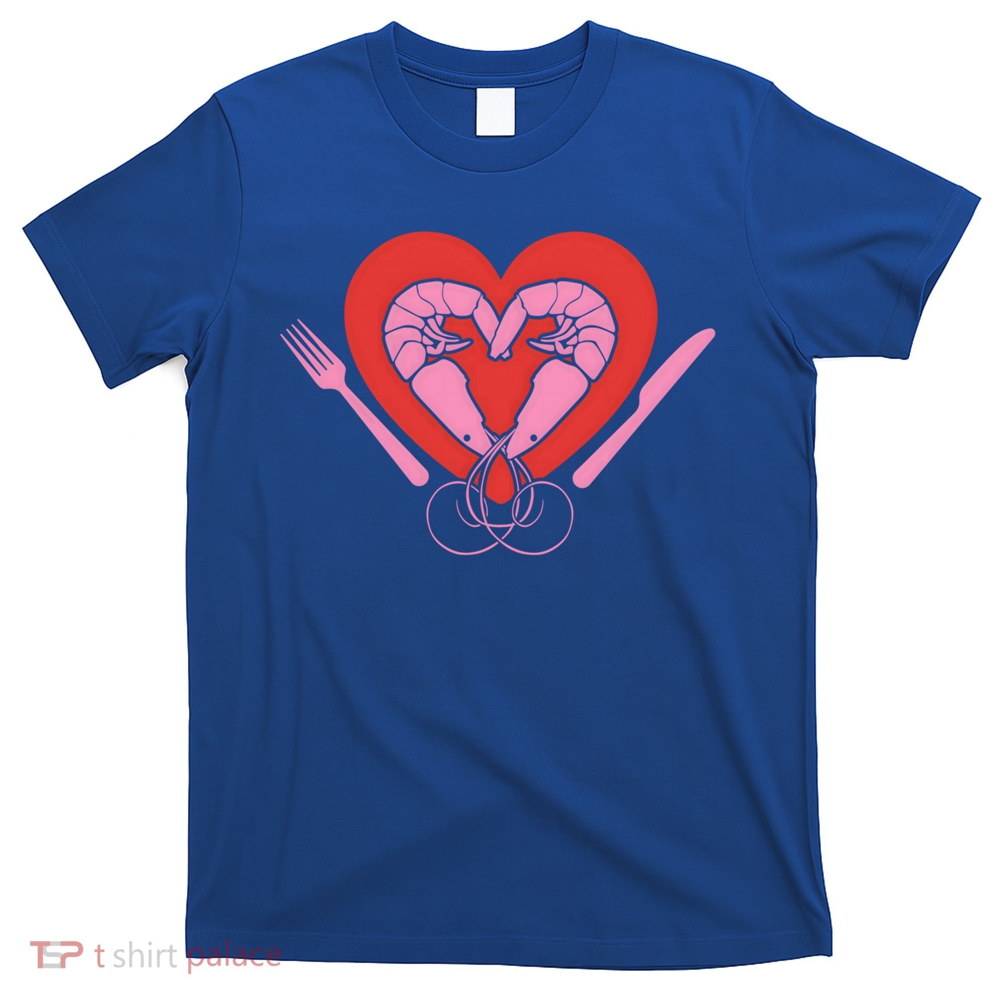 Cute Prawn Valentines Day Heart Shrimp Chef Fork Knife Gift T-Shirt
