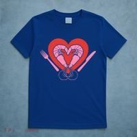 Cute Prawn Valentines Day Heart Shrimp Chef Fork Knife Gift T-Shirt thumb 5