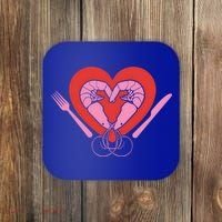 Cute Prawn Valentines Day Heart Shrimp Chef Fork Knife Gift Coaster thumb 0
