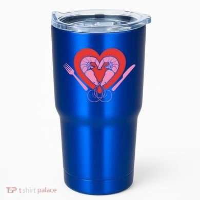 Cute Prawn Valentines Day Heart Shrimp Chef Fork Knife Gift Tumbler