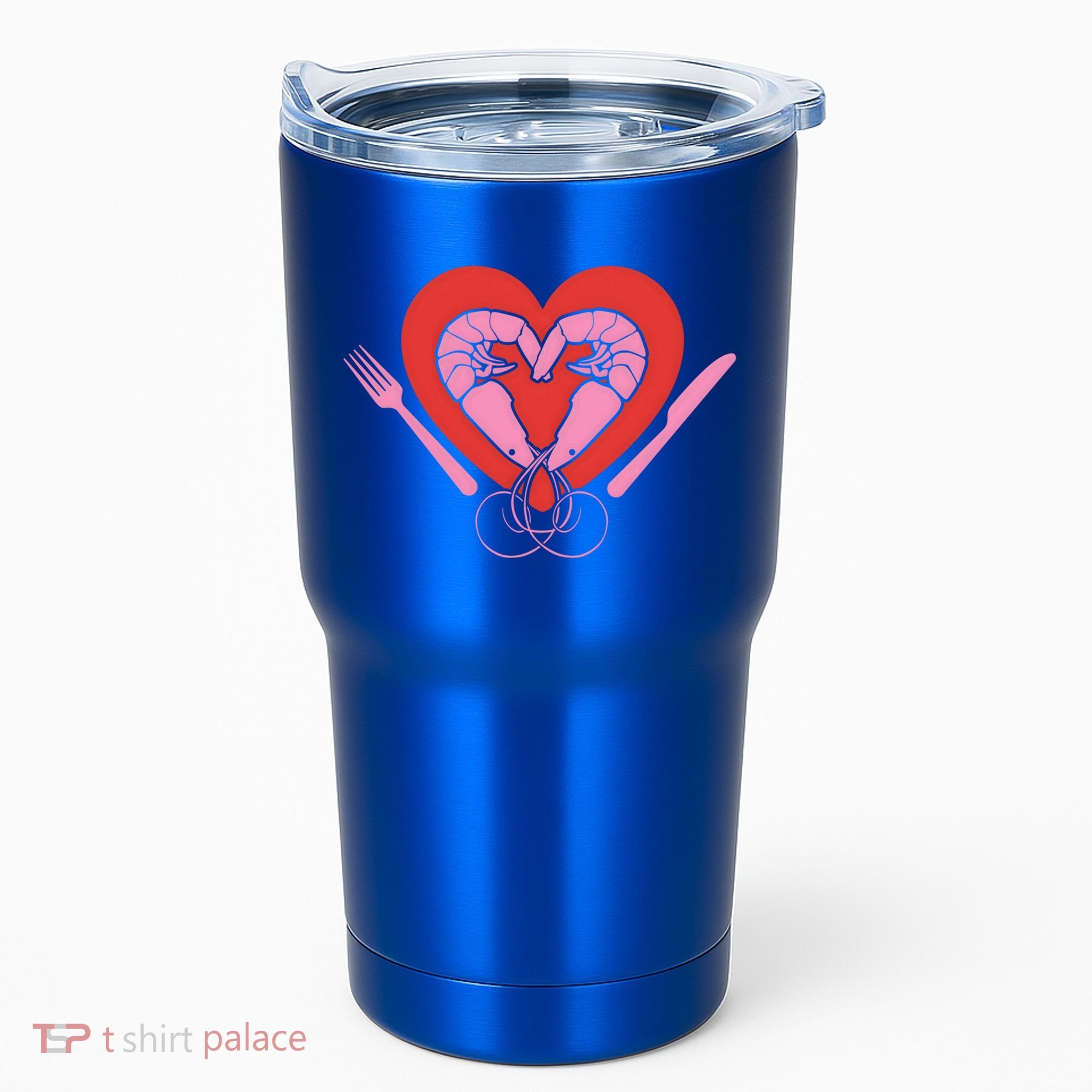 Cute Prawn Valentines Day Heart Shrimp Chef Fork Knife Gift Tumbler