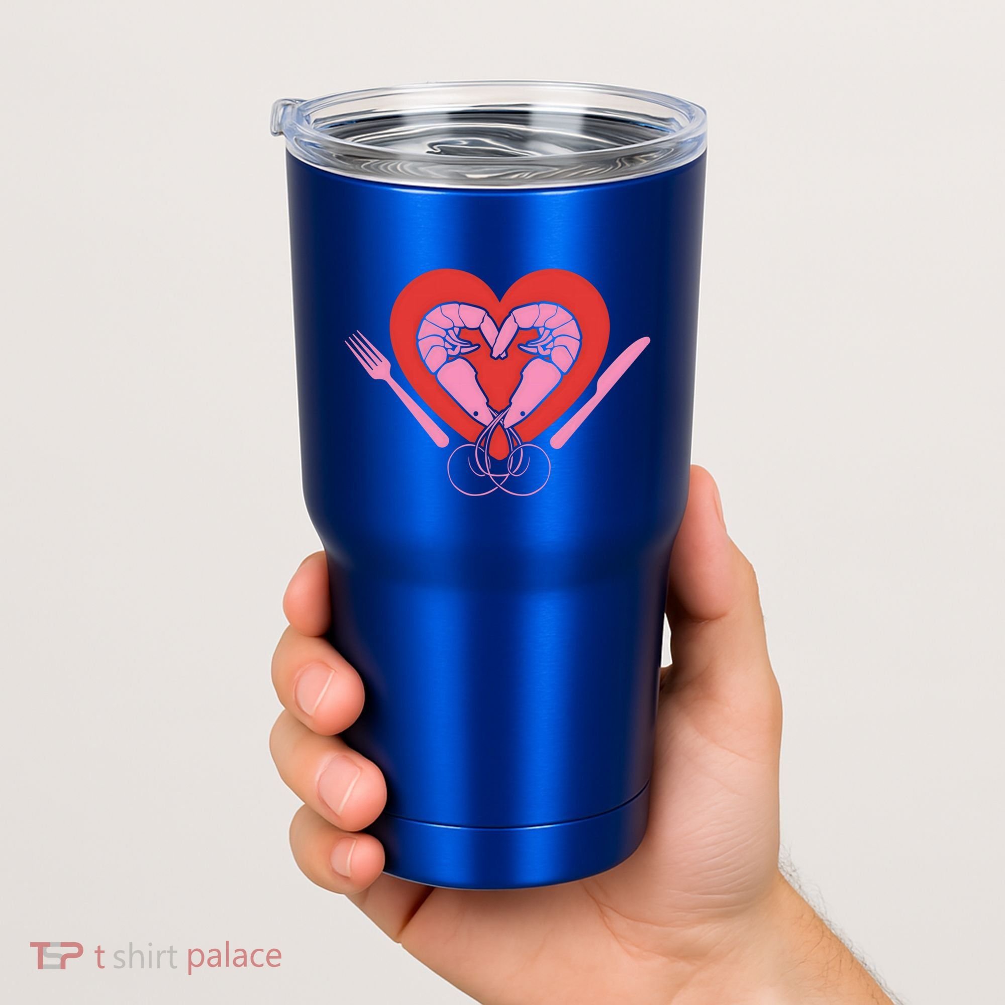 Cute Prawn Valentines Day Heart Shrimp Chef Fork Knife Gift Tumbler