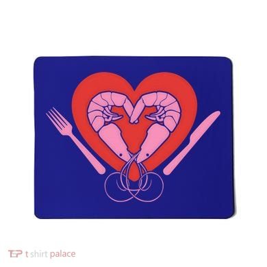 Cute Prawn Valentines Day Heart Shrimp Chef Fork Knife Gift Mousepad