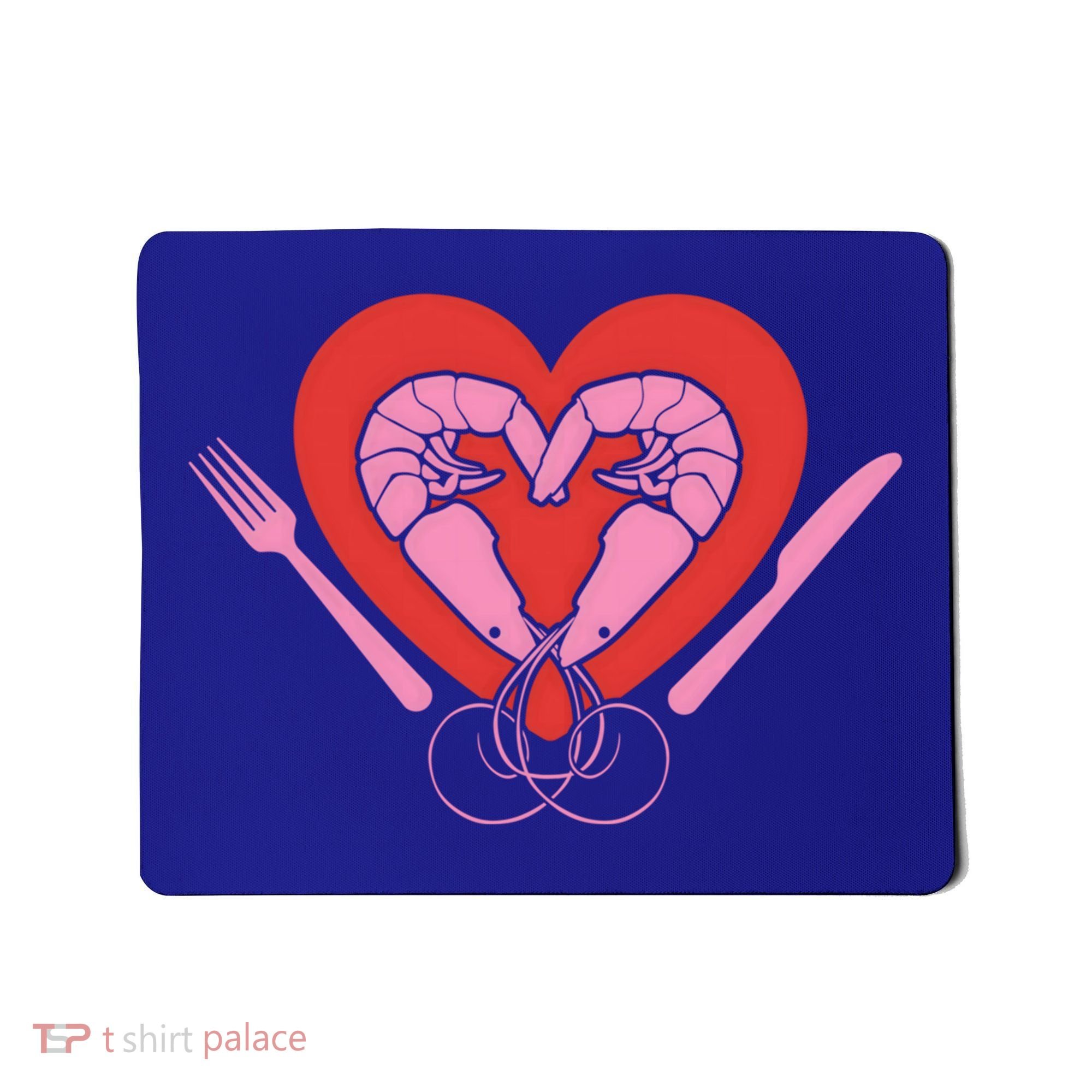 Cute Prawn Valentines Day Heart Shrimp Chef Fork Knife Gift Mousepad