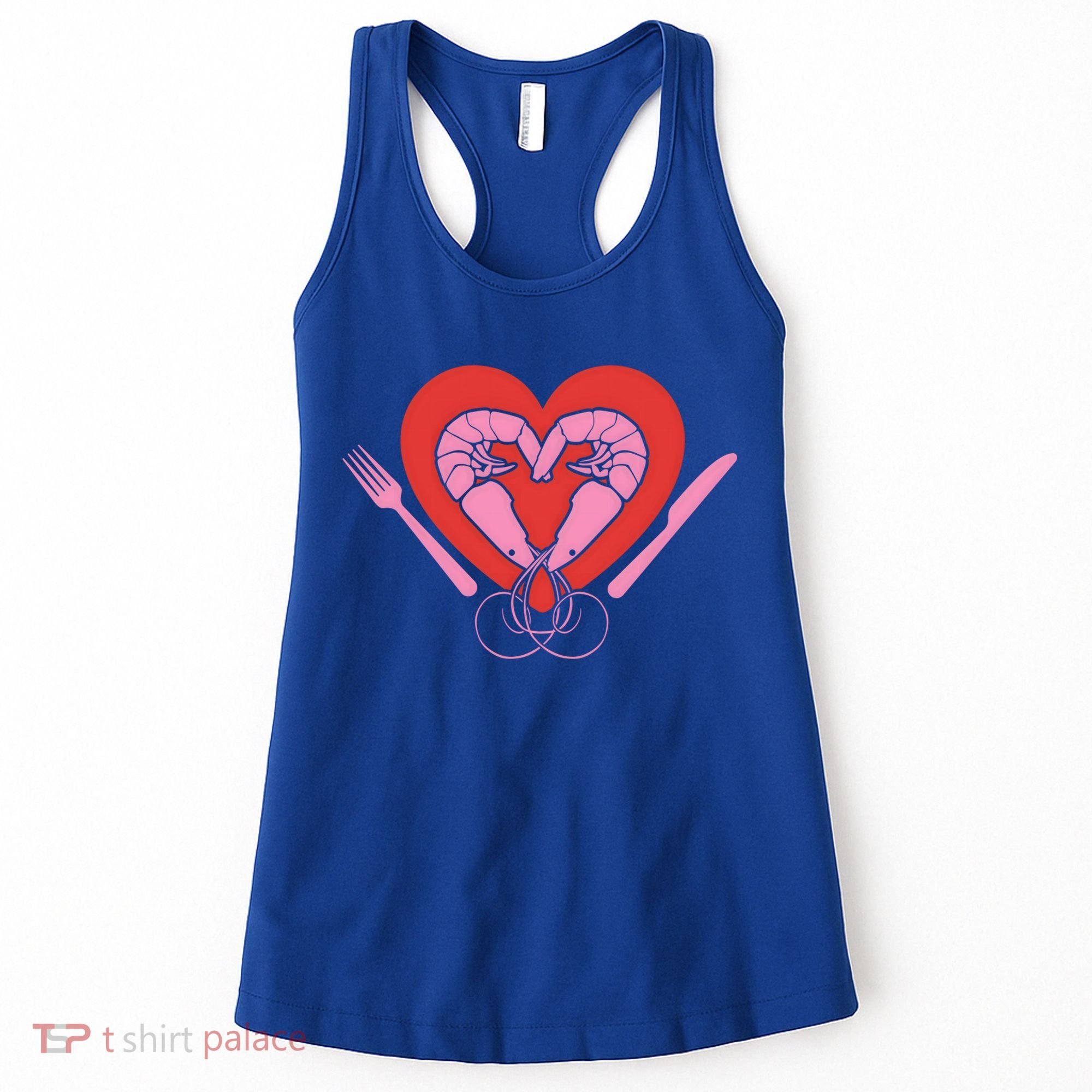Cute Prawn Valentines Day Heart Shrimp Chef Fork Knife Gift Women's Tank Top